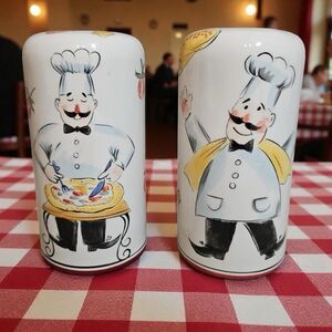 Vintage Ceramic Classic Parmesan Cheese & Hot Pepper Flake Pizzeria Shaker Jars